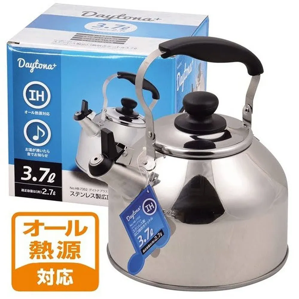 JapanBargain 1914, Tea Kettle Stainless Steel Whistling Water Coffee Tea Kettle Teapot Tea Pot for Stove Top IH Induction Ready Large Capacity Mirror Finish, 3.7 Liter