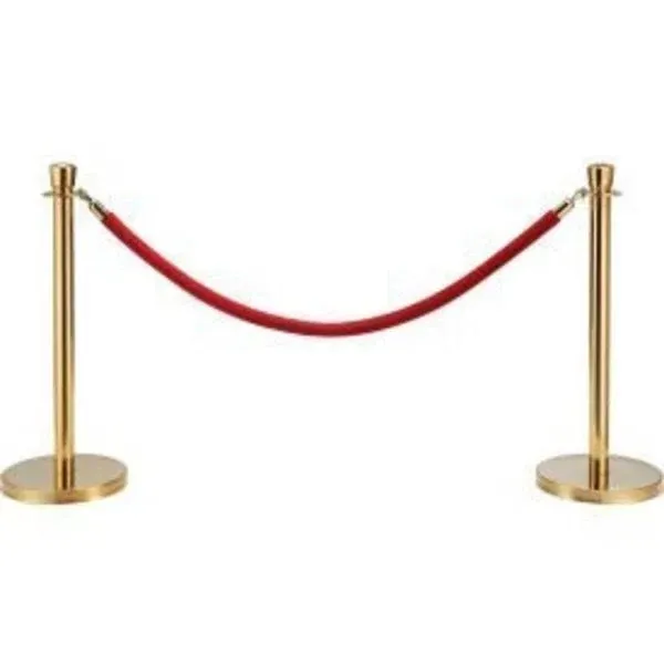 Global Industrial Red Velour Rope 59" with Ends for Portable Gold Post