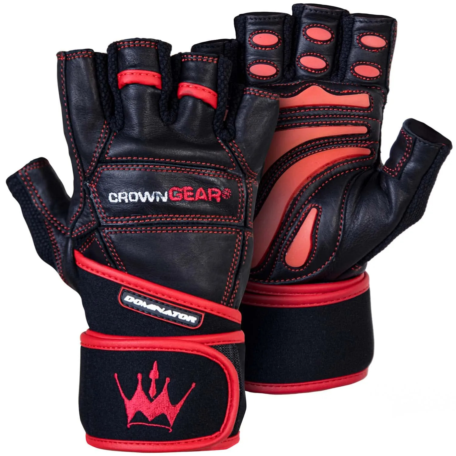 Crown Gear Weightlifting gloves for gym Fitness crossfit Bodybuilding - Workout Weight Lifting gloves for Men & Women - Dominator Leather c