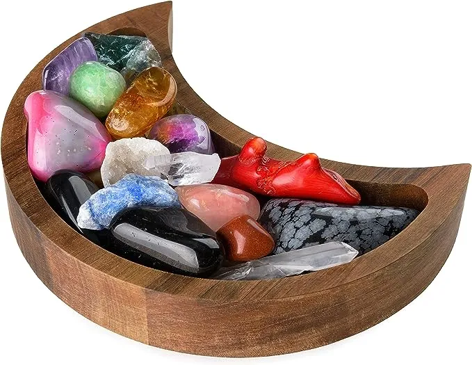 Curawood Crescent Moon Tray - Crystal Tray Display for Moon Stones & Essential ...