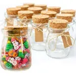 Otis Classic Square Glass Jars with Lids - Set of 12 Mini Glass Jars with Corks for Wedding & Party Favors, DIY Crafts, Potions, Spices & Candy, 3.4 oz