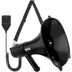 Pyle 100-Watt Square Megaphone Bullhorn, Lightweight and Portable Loud Air Horn with Aux (3.5mm) Input for MP3/Music, Automatic Siren, MIC/Talk (Black), 1500 Square Yards Projection Range