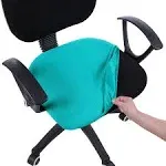 smiry Stretch Jacquard Office Computer Chair Seat Covers, Removable Washable Anti-Dust Desk Chair Seat Cushion Protectors - Peac