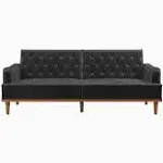 Mr. Kate Stella Vintage Convertible Sofa Bed Futon Dark Gray Velvet