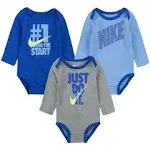 Baby Boy Nike Long Sleeve Bodysuits 3-Pack Set