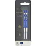 Parker Refill for Parker Retractable Gel Ink Roller Ball Pens, Medium Conical Tip, Blue Ink, 2/Pack