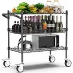 Leteuke 3 Tier Rolling Carts with Wheels,990lbs Heavy Duty Rolling Utility Cart,nsf Commercial Grade Metal Cart with Handle&shelf Liner,trolley