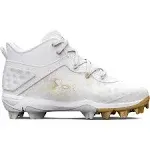 Under Armour Boys' Harper 8 Mid RM Jr. Baseball Cleats - White, 13K