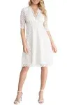 Kiyonna Bella Lace Fit & Flare Dress Ivory