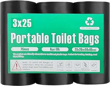 108 Portable Toilet Bags, 8 Gallon Biodegradable Camping Toilet Bags for Portable Potty, Thickened Compostable Toilet Waste Bags for 5 Gallon Bucket Trash Can Bin Liner RV Toilet Camping Car Outdoor