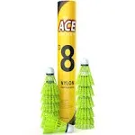 Ace Badminton Birdies, Badminton shuttlecocks, 12 Pcs Set shuttlecocks for Badminton Outdoor, Birdie Balls Nylon Feather with Strong Cork Head, Sturdy and Well-Balanced.