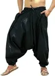 Sarjana Handicrafts Men's Cotton Harem Yoga Baggy Genie Boho Pants (as1, Alpha, One_Size, Regular, Regular, Black1)