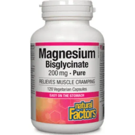 Natural Factors Magnesium Bisglycinate Pure 200 mg 4.2 oz (120 g)