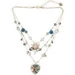 Betsey Johnson Bead Flower Heart Illusion Necklace - Multi