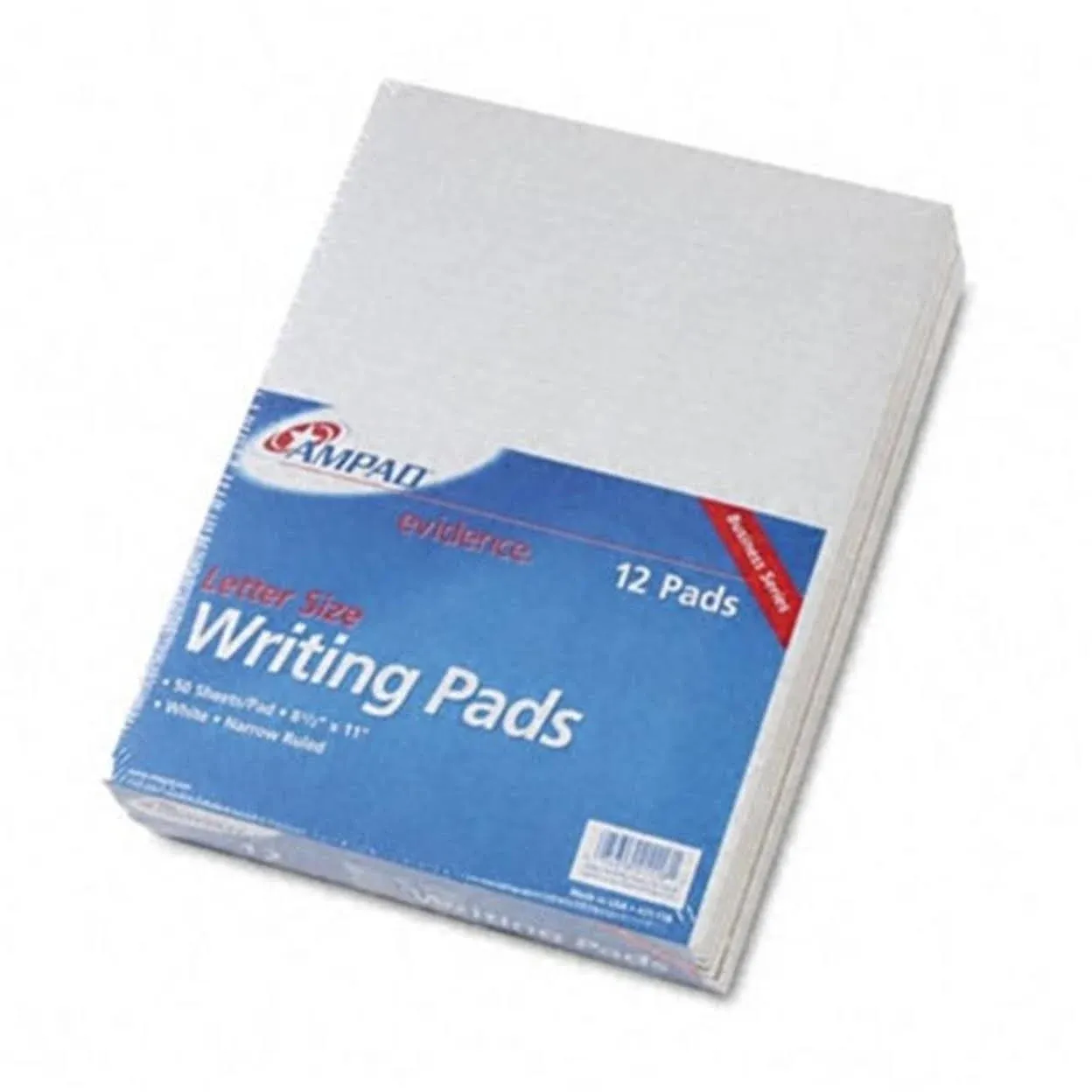 Ampad Glue Top Pads Narrow Rule 50 White 8.5 x 11 Sheets Dozen