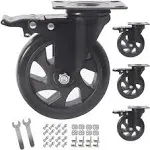 5 Inch Caster Wheels Heavy Duty with Brake2200LbsSw<wbr/>ivel Plate Casters Set Of 4