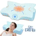 Anvo Cervical Pillow for Neck Pain Relief - Neck Pillows for Pain Relief Sleeping - Memory Foam Pillow for Neck and Shoulder Pain - Ergonomic Pillow for Side Back Stomach Sleeper - Blue Soft