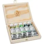 Schmincke Horadam Aquarell Artist Watercolor - Shire, Supergranulation, Wood Box, Set of 5, 15 ml, Tubes