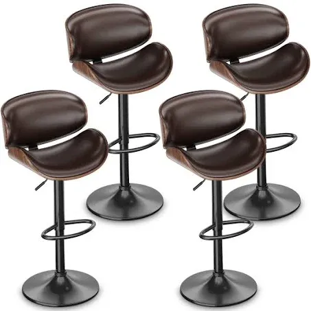 Aowos Bar Stools Adjustable Swivel Barstools Counter Stools with Back Sets of 4 ...