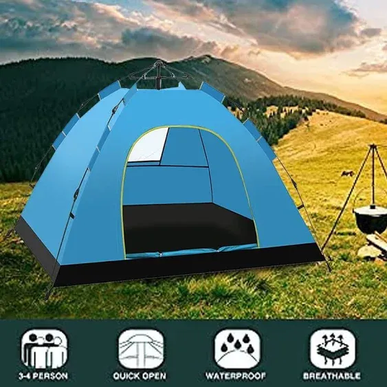 Aedavey Camping Tent 2 Person Automatic Pop Up Instant Tent Waterproof Windproof Portable 7' x 5' x 50" Blue