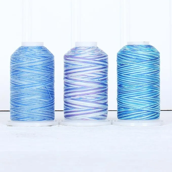 Threadart 100% Cotton Variegated Thread Set | 5 Cones Party Colors | 600M (660 Yards) Cones | for Quilting & Sewing 40/3 Weight | Long Staple & Low Lint | Over 20 Other Sets Available