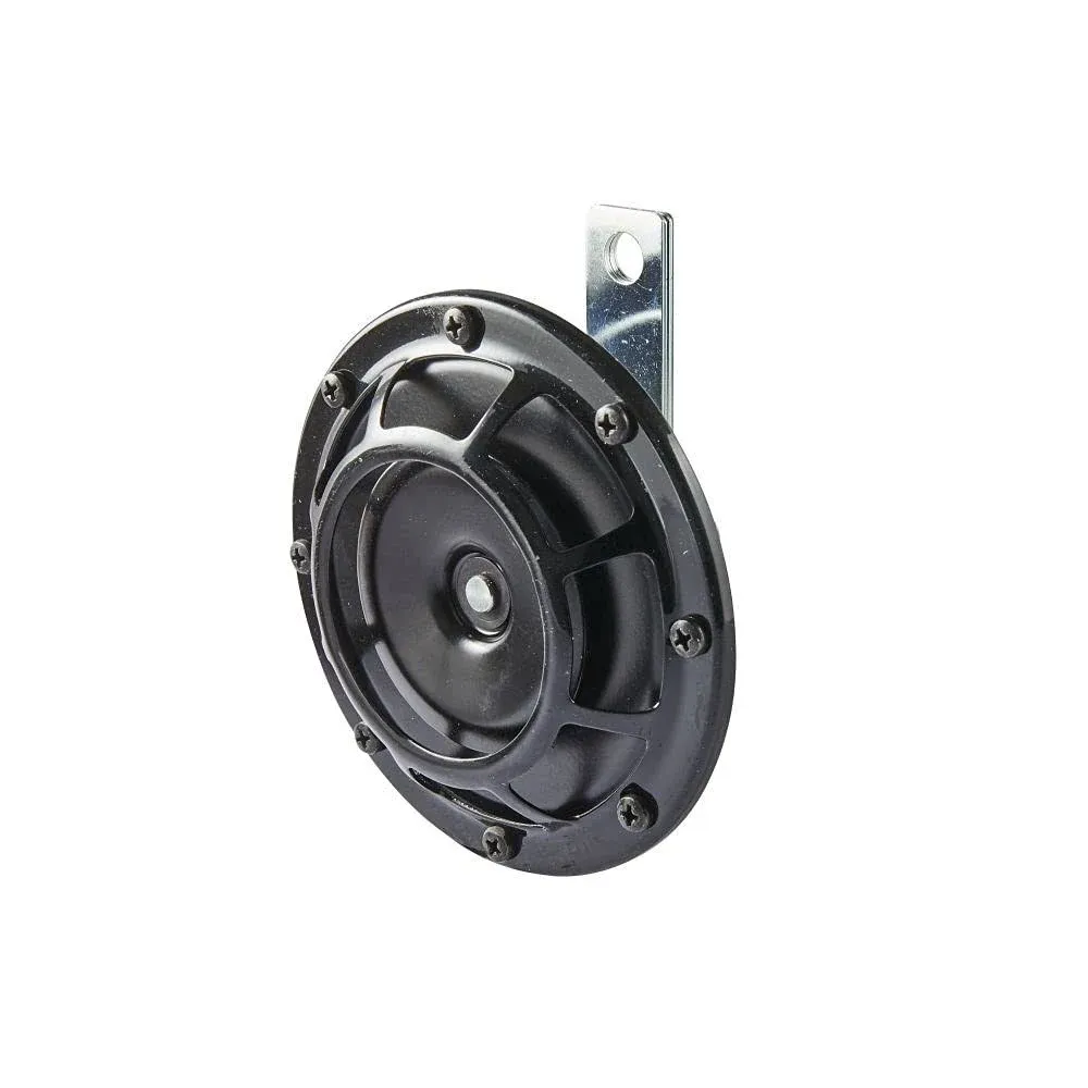 HELLA 003399061 Supertone 24V Low Tone Horn with Black Protective Grill, Single Horn