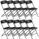 Black Plastic Folding Chairs, Indoor Outdoor Stackable Seat (10-Pack)