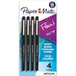 Paper-Mate Flair Fiber Tip Pen, Medium, Black - 4 pens