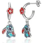 Disney Girls Lilo & Stitch Hoop Earrings with Dangle Stitch Charm