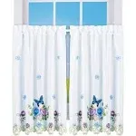 Collections Etc Beautiful Blue Butterfly Window Curtains with Cutout Border 24" L Tiers