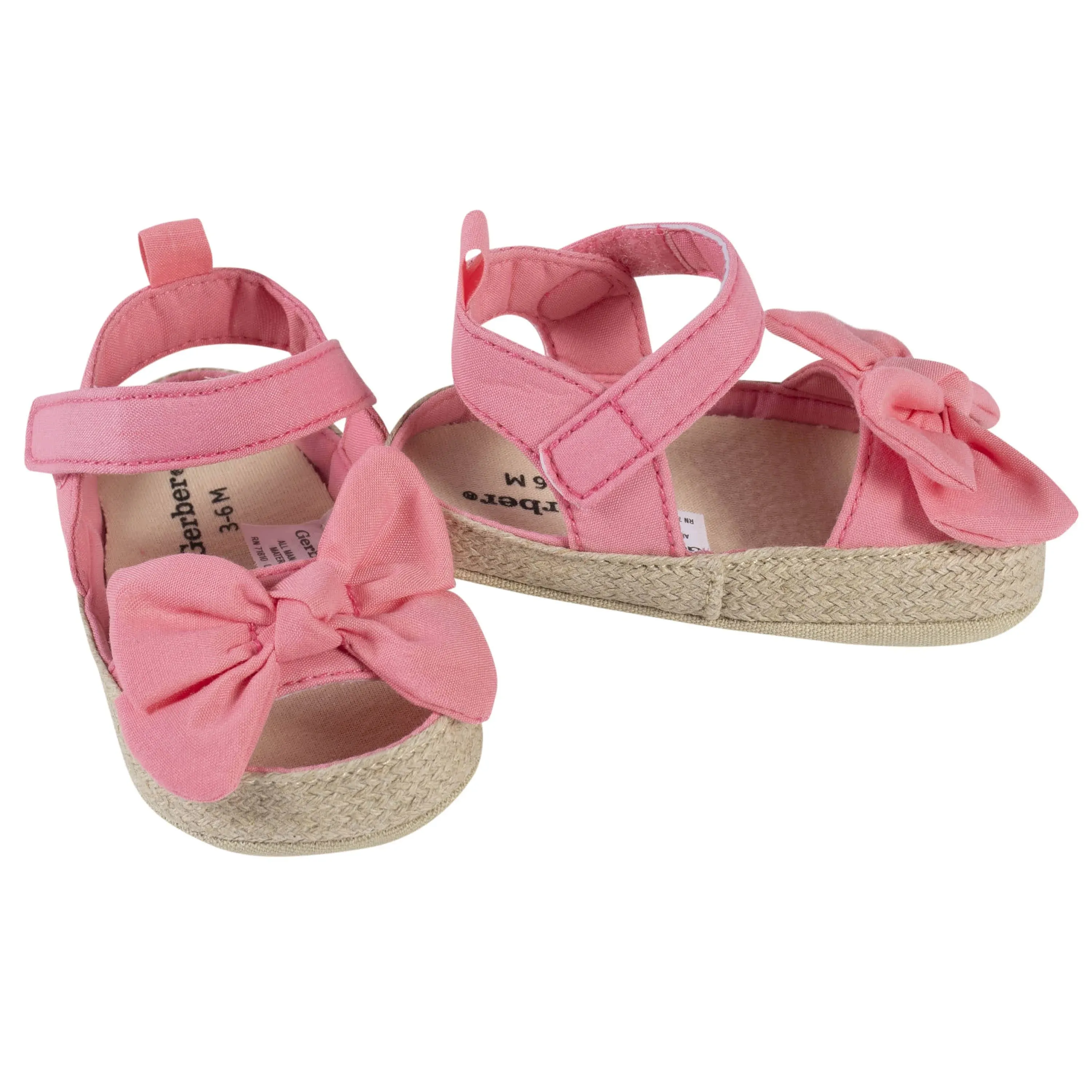 Gerber Baby Girls Coral Pink Espadrille Sandal - 0-3mo