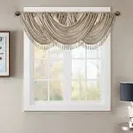 Madison Park Champagne Elena Faux Silk Waterfall Embellished Valance