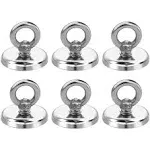 DIYMAG Magnetic Hooks, 100 lbs Heavy Duty Rare Earth Neodymium Magnet Hooks with Countersunk Hole Eyebolt for Home, Kitchen, Workplace, Office and Garage, Pack of 6