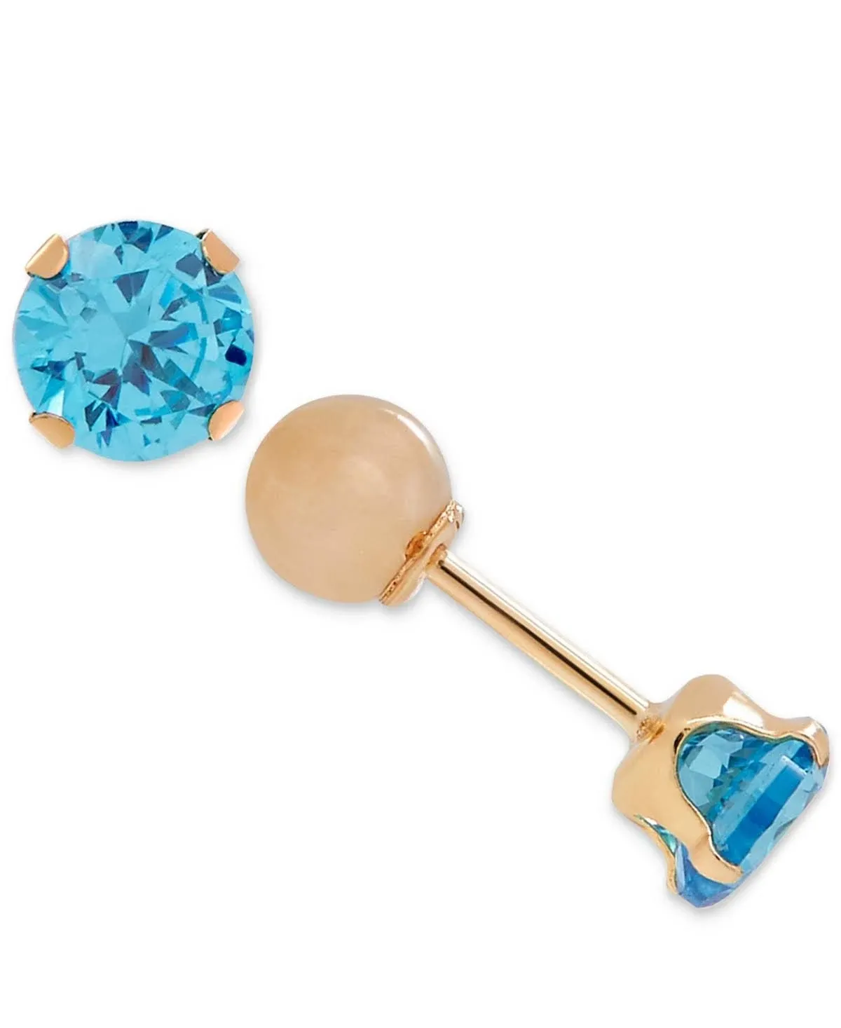 Macy's Children's Cubic Zirconia December Birthday Reversible Earrings in 14K Gold - Blue