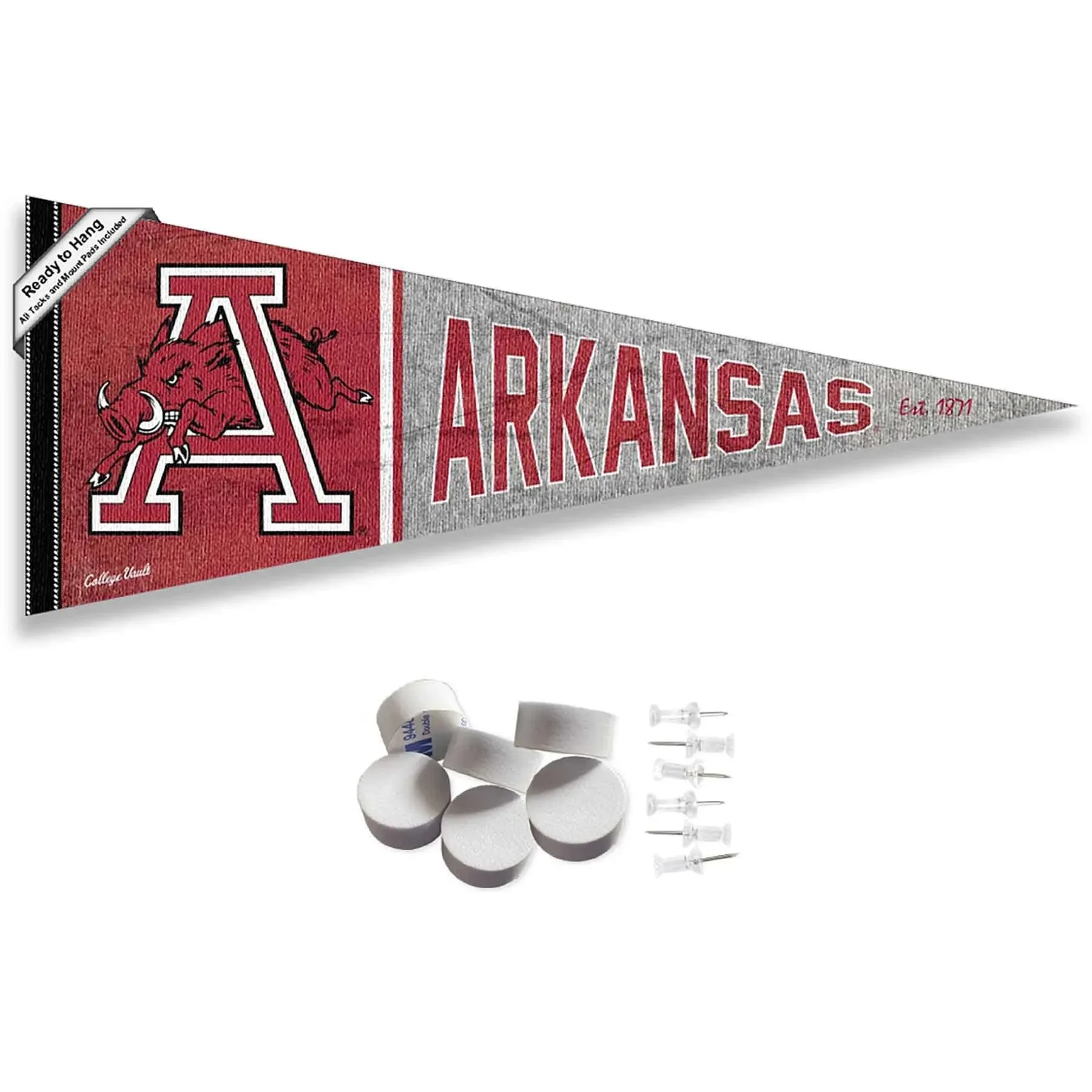 Arkansas Razorbacks Retro Throwback Vintage Wall Banner Pennant Flag