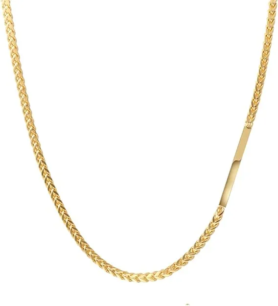 GOLD TIME INTERNATIONAL, INC | Van Heusen Men&#039;s Stainless Steel Franco Chain and Bar Necklace - Metallic | Realry