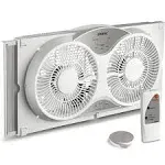 shinic 9" Twin Window Fan with Remote Control,Reversible Airflow,Removable Cover,3 Speeds, 3 Modes, Expandable Panels (from 24" to 37"),ETL