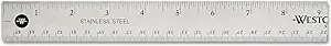 Westcott 10417 Stainless Steel Metal Ruler with Non-Slip Cork Base, 18 In