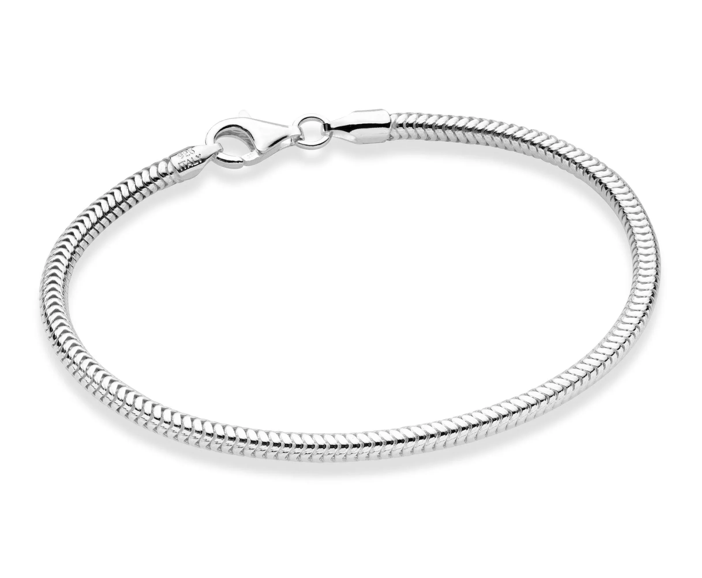 Miabella Solid 925 Sterling Silver Italian 3mm Snake Chain Bracelet for Women Men ...