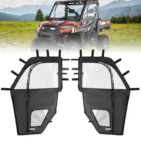 Kemimoto Soft Doors UTV Cab Enclosure Upper Doors Compatible with Polaris Ranger XP 1000 2017-2023, Black