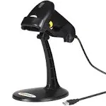 WoneNice Black Barcode Scanner with Stand Handheld Automatic Laser USB