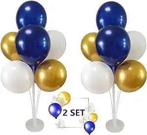 lkrzoa 2 Packs balloons Stand kit Table Decorations Gold Blue White Balloons 