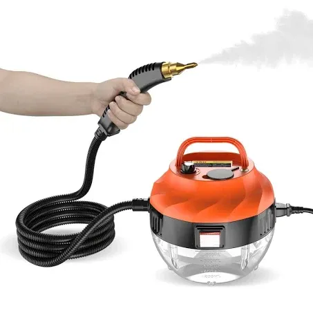 2500W Portable Handheld Steam Cleaner, High Temperature Pressurized Steam Cleaning Machine with Brush Heads for Kitchen Furniture Bathroom Car, US Plug 110V (Black&Orange)