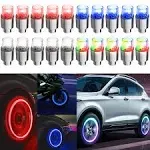 JHMUERN 20pcs Tire Valve Light, LED Wheel Lights, Waterproof LED Flashing Light, Tire Valve Caps Lamp for Car Bike Motorcycle (Red+Blue+White