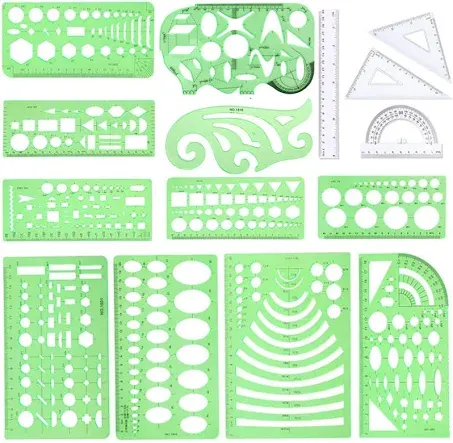 15Pcs Geometric Stencils Drawing Templates,Drawing Stencils Drafting Tools with Geometry Set,Circle,Curve Shape Stencils Drafting Tools for Drawing,Design