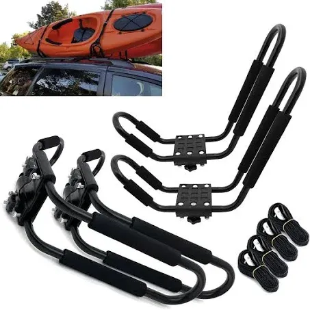 Taelakeni 2 Pairs Kayak Carrier Racks, Universal Cars Kayak Roof J Bar Rack