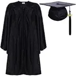 Unisex Shiny Kindergarten Graduation Gown Cap with Tassel 27 Black