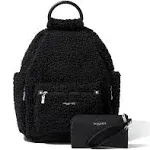 Baggallini All Day Backpack with RFID Phone Wristlet - Black Faux Shearling