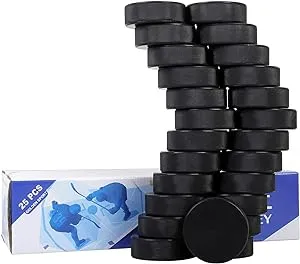 Golden Sport Ice Hockey Pucks, 25pcs, Official Regulation, for Practicing and Classic Training, Diameter 3 inch, Thickness 1 inch, 6oz, Black