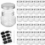 Accguan Mason Jars, glass jar 8OZ With Regular Lids 30 pcs/set, Silver Lid 